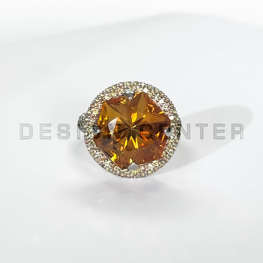 Pave Hexagon Ring I Citrine and Sapphires