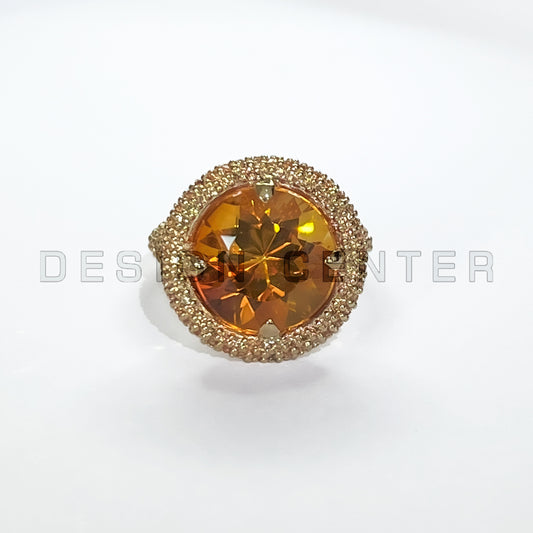 Pave Round Ring I Citrine and Sapphires I #2
