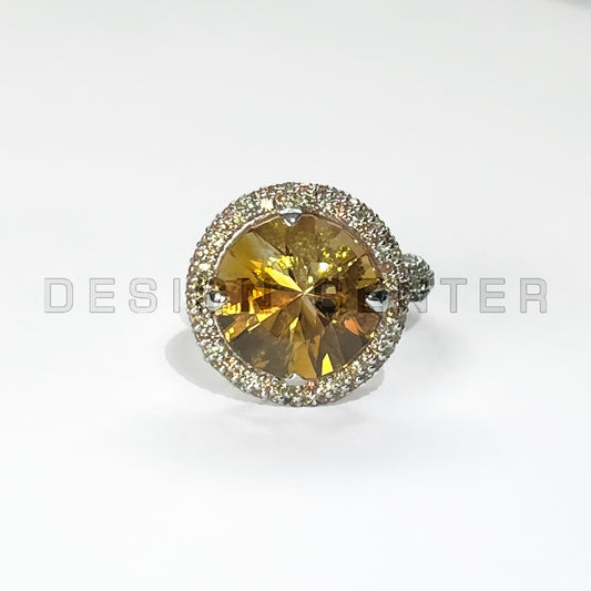 Pave Round Ring I Citrine and Sapphires I #3