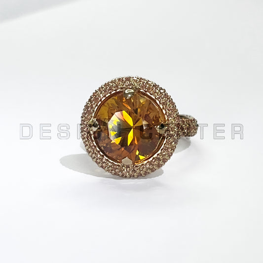 Pave Round Ring I Citrine and Sapphires I #1
