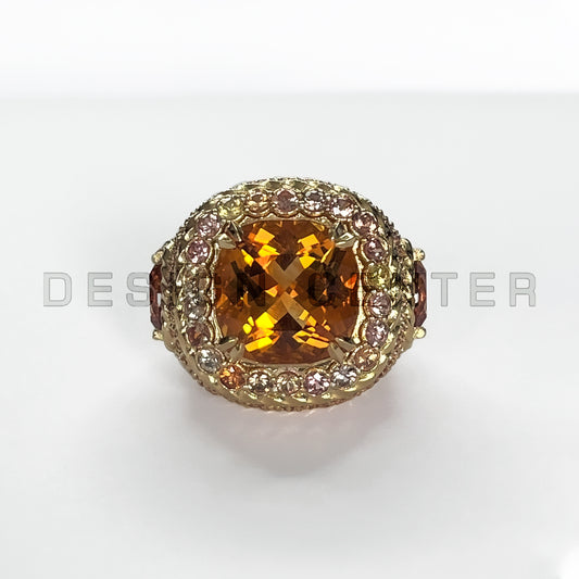 Pave Signet Ring I Citrine and Sapphires